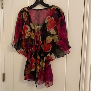 3 dots floral silk blouse